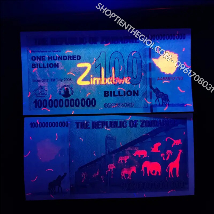 Tiền Lưu Niệm 100 Tỷ Zimbabwe Hình Hưu Cao Cổ - SP006002